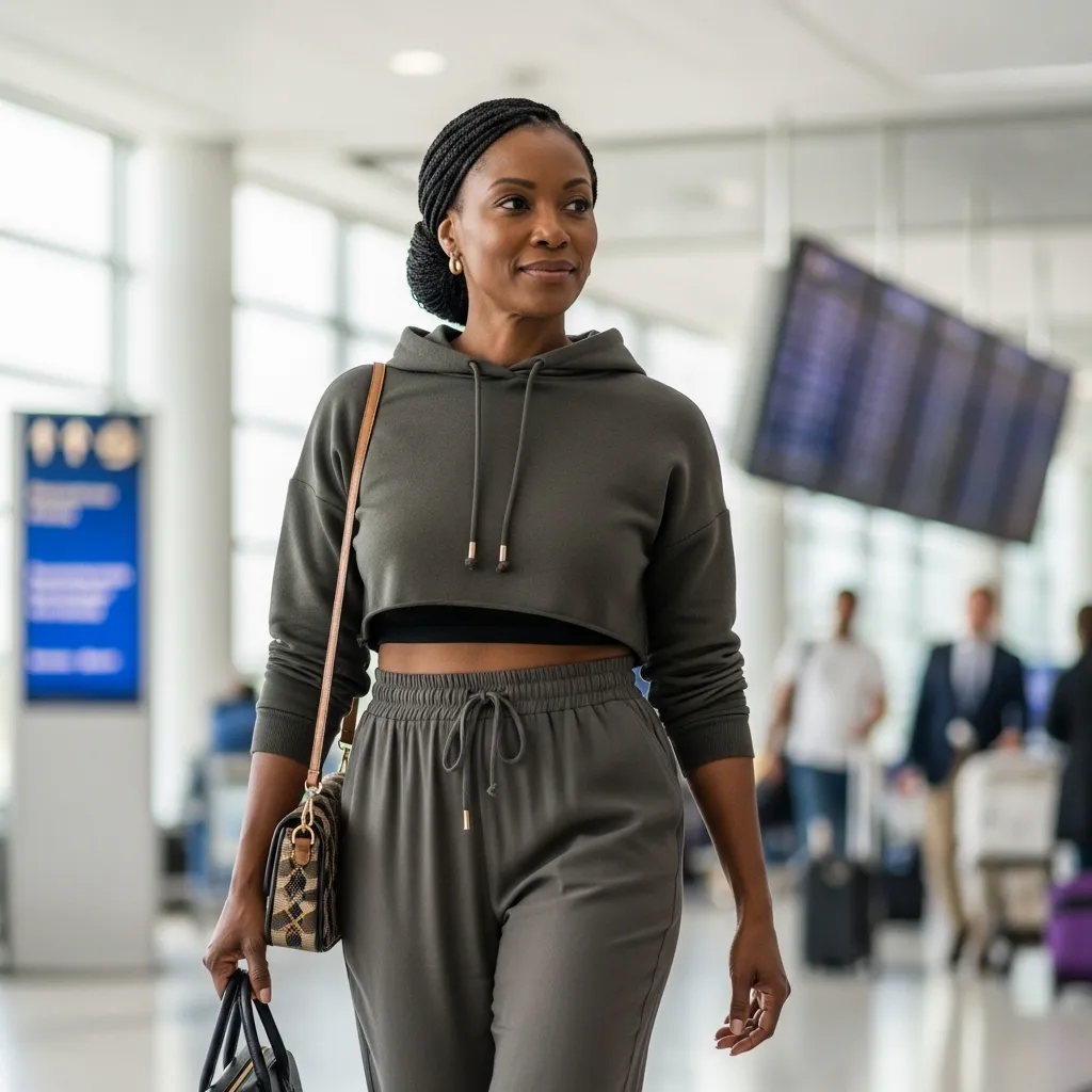 Crop hoodie with high-waist joggers