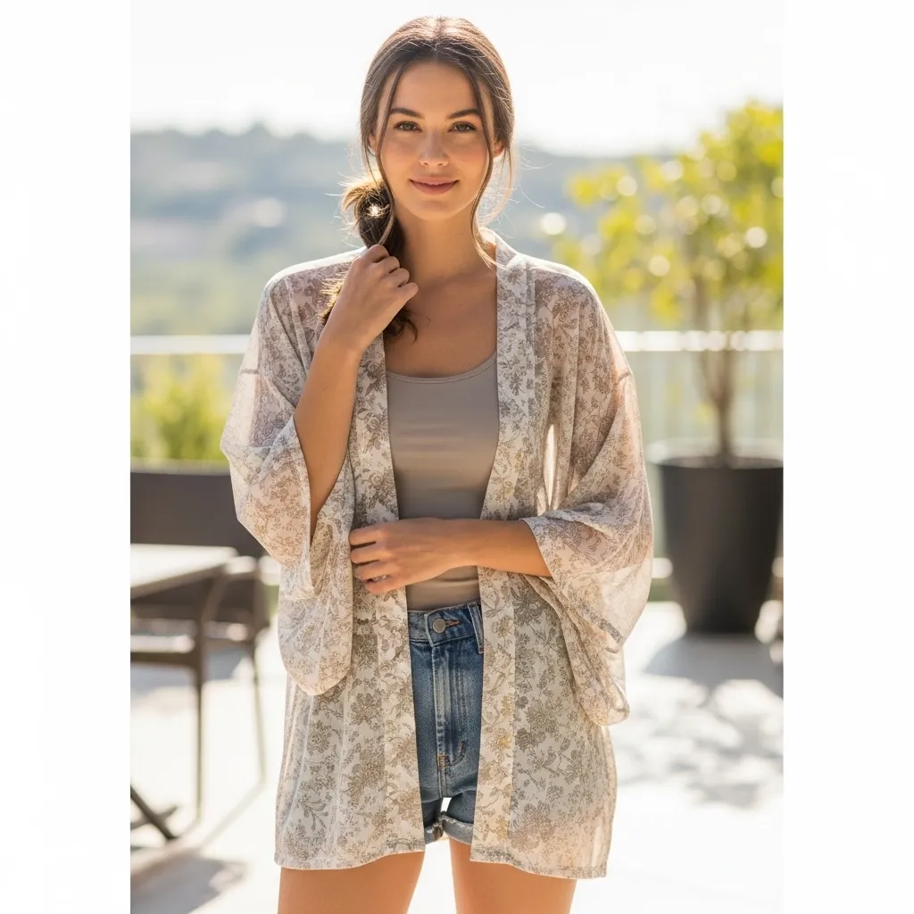 Lightweight Kimono With Tank And Shorts
