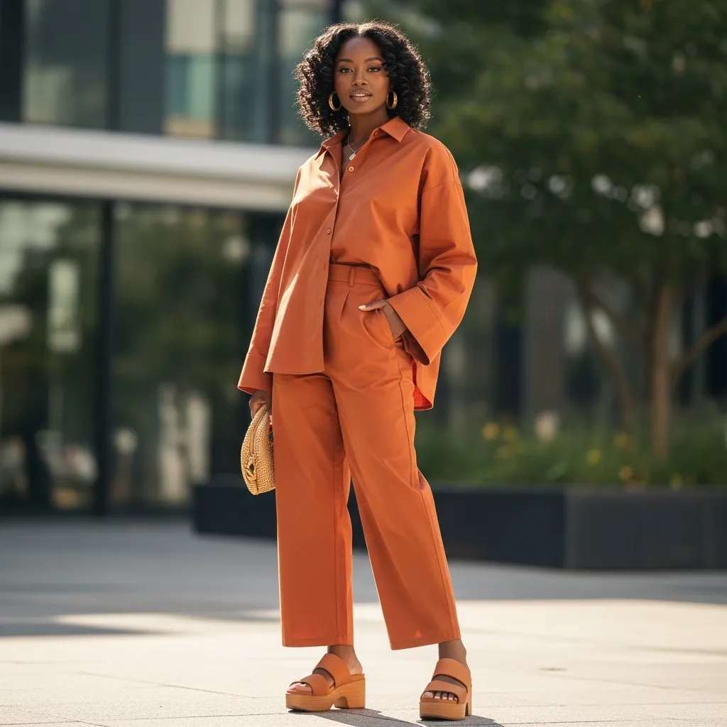 Matching Cotton Co-Ord Set With Platform Sandals