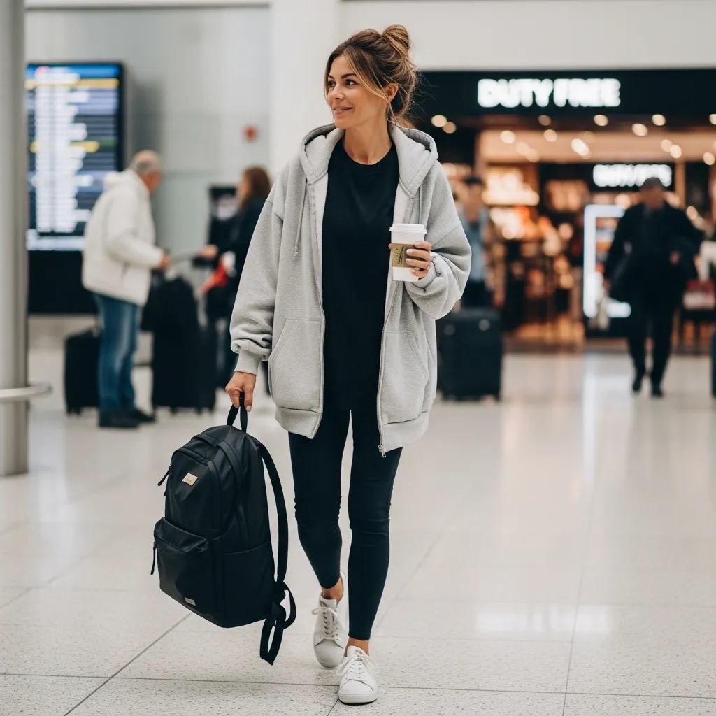Oversized hoodie with leggings and sneakers