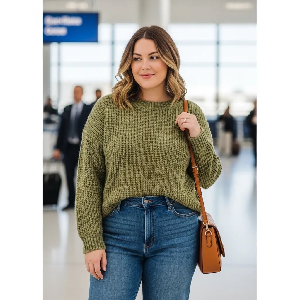 Soft Knit Sweater With Straight-Leg Jeans