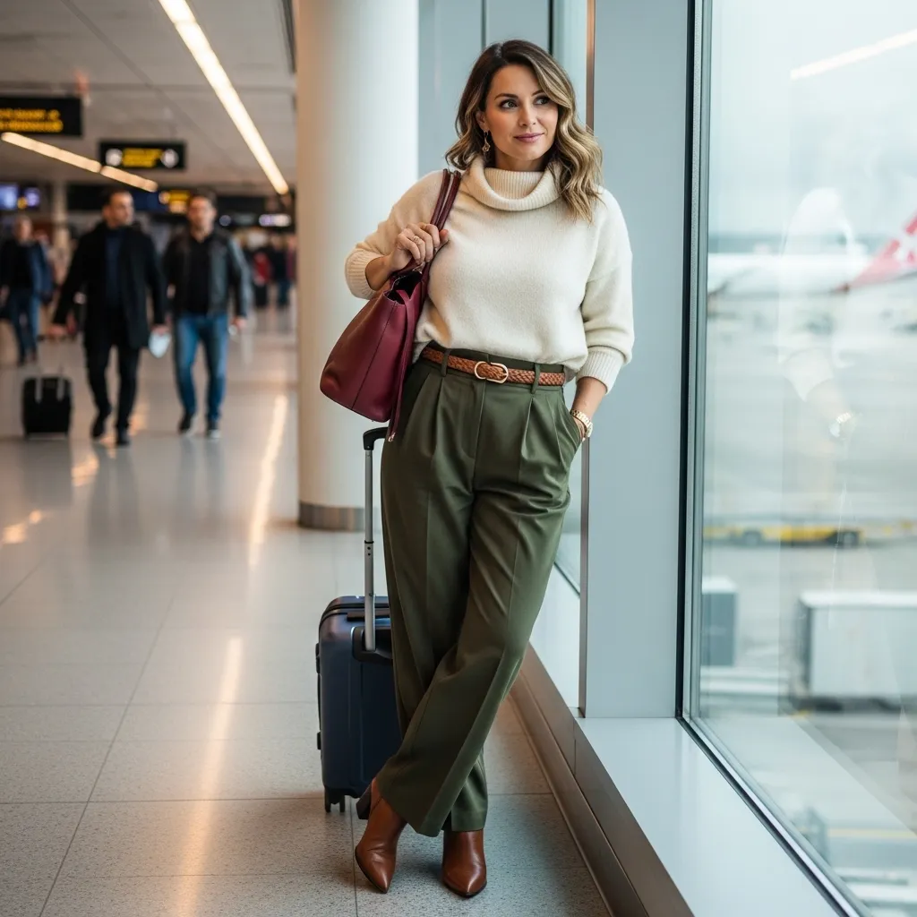 Soft Turtleneck With Wide-Leg Trousers