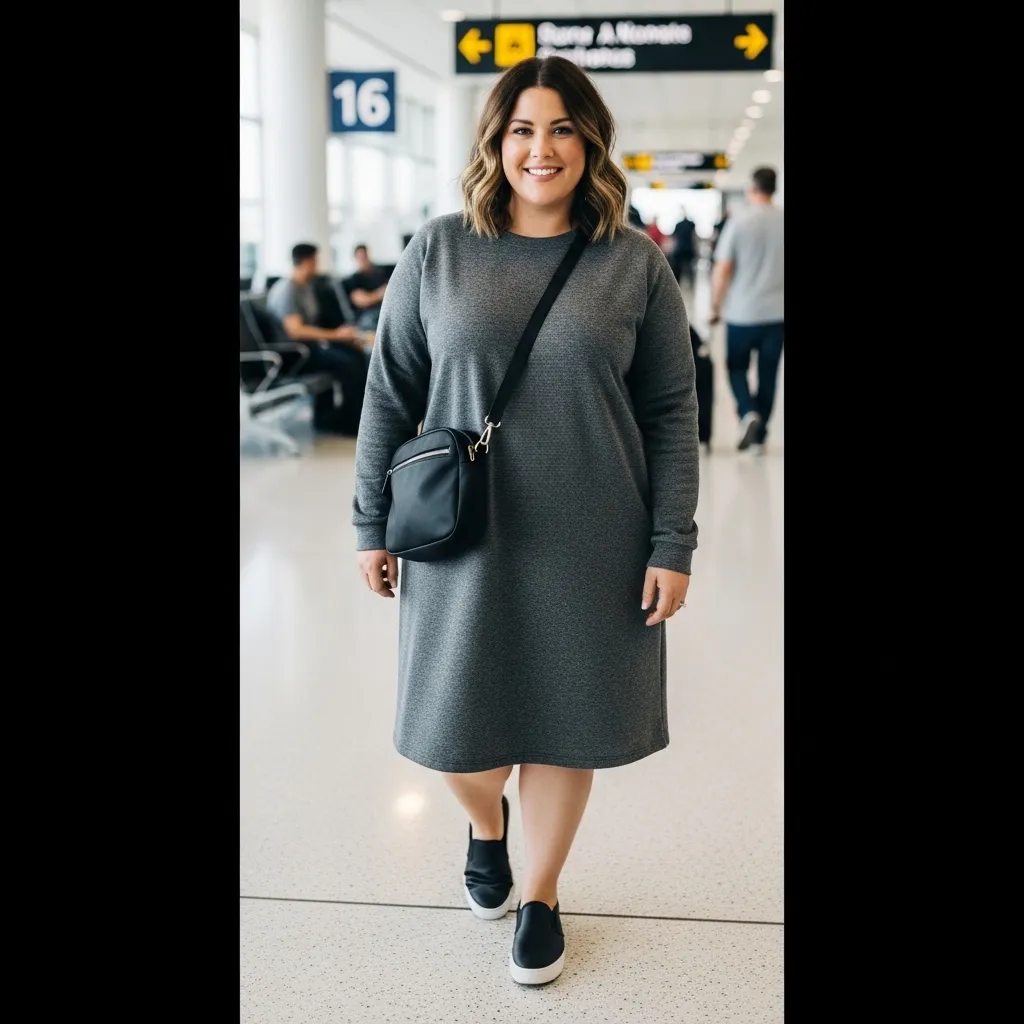 Sweatshirt Dress With Slip-On Sneakers