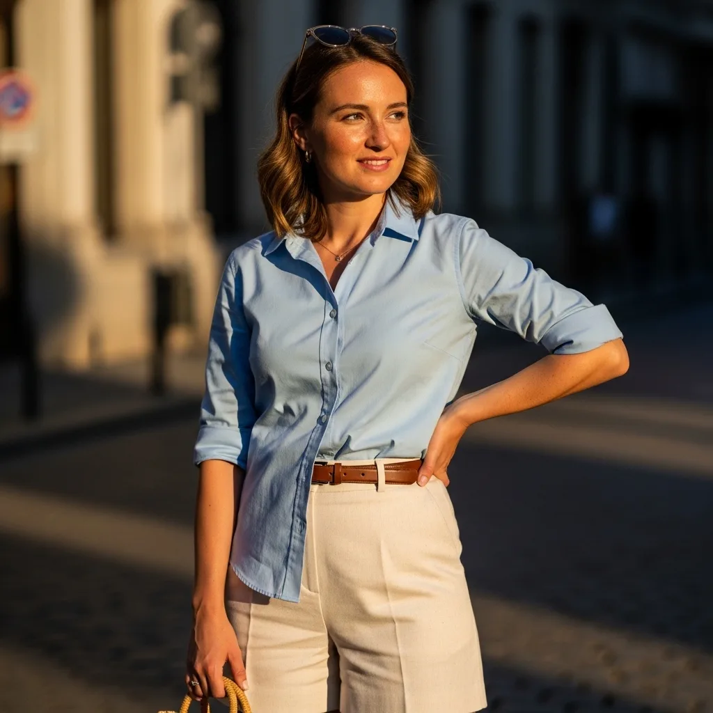 Button-Down Shirt With Tailored Shorts