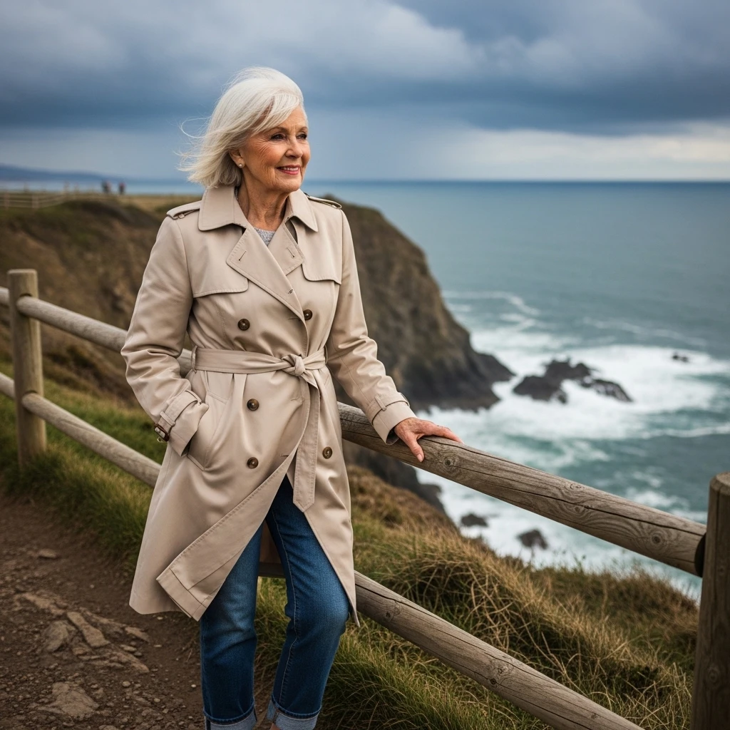 Classic Trench Coat With Straight Jeans
