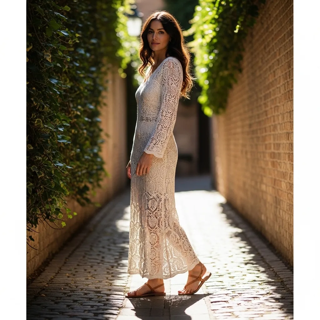 Crochet Dress With Minimal Sandals