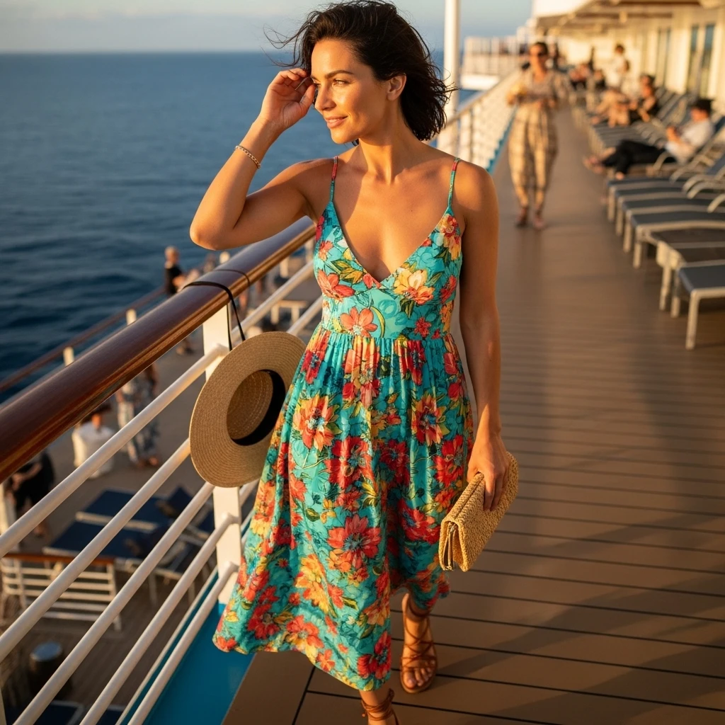Flowy Maxi Dress With Strappy Sandals