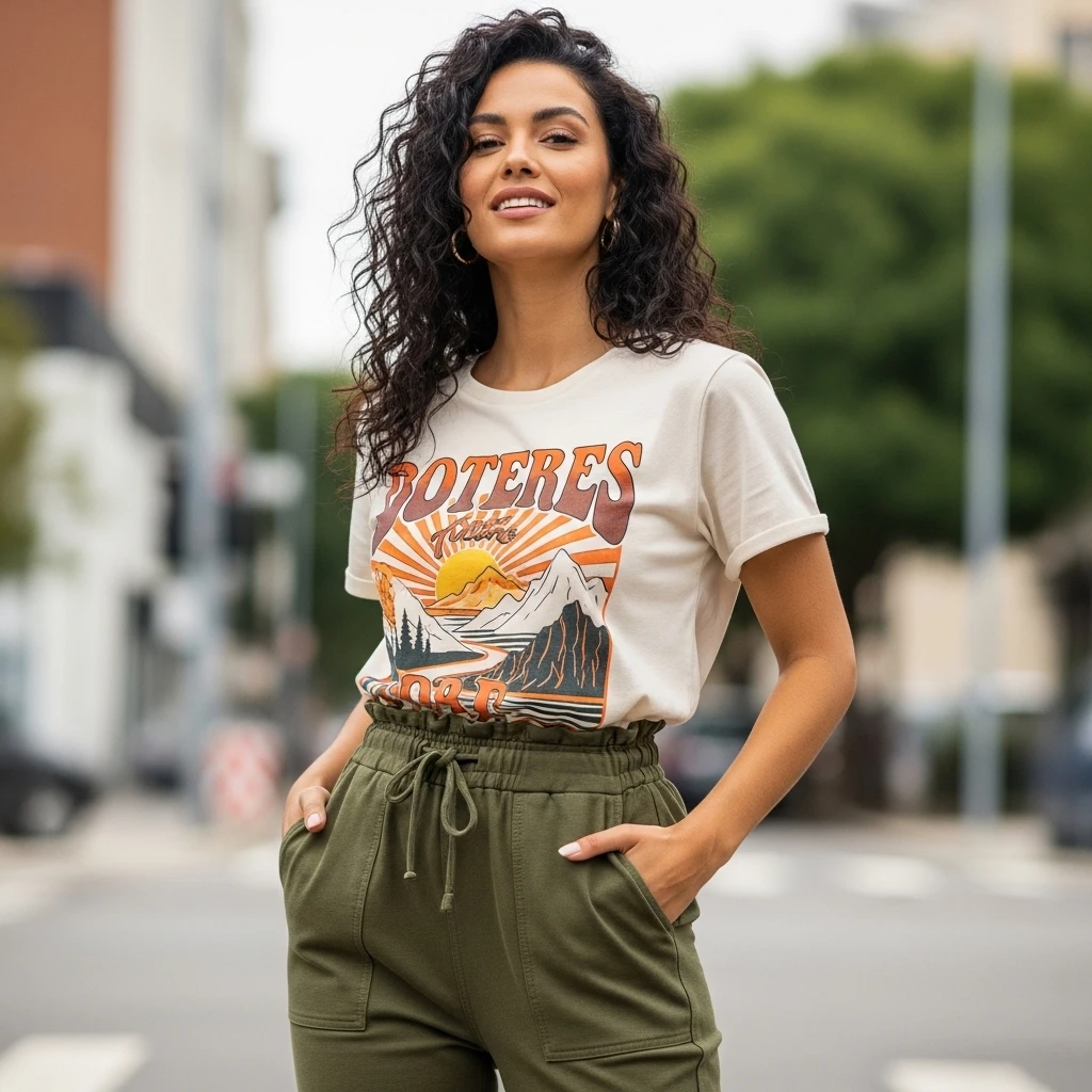 Graphic Tee With High-Waist Joggers