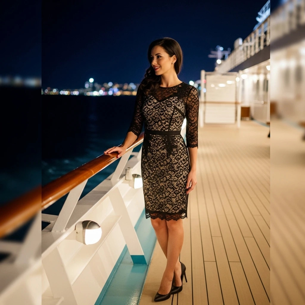 Lace Cocktail Dress With Pumps