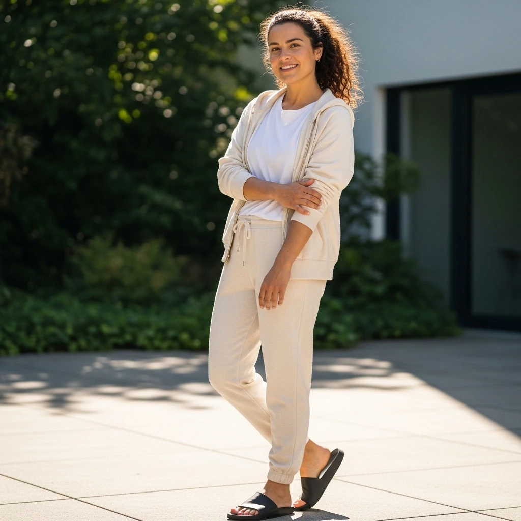 Lightweight Hoodie With Joggers And Slides