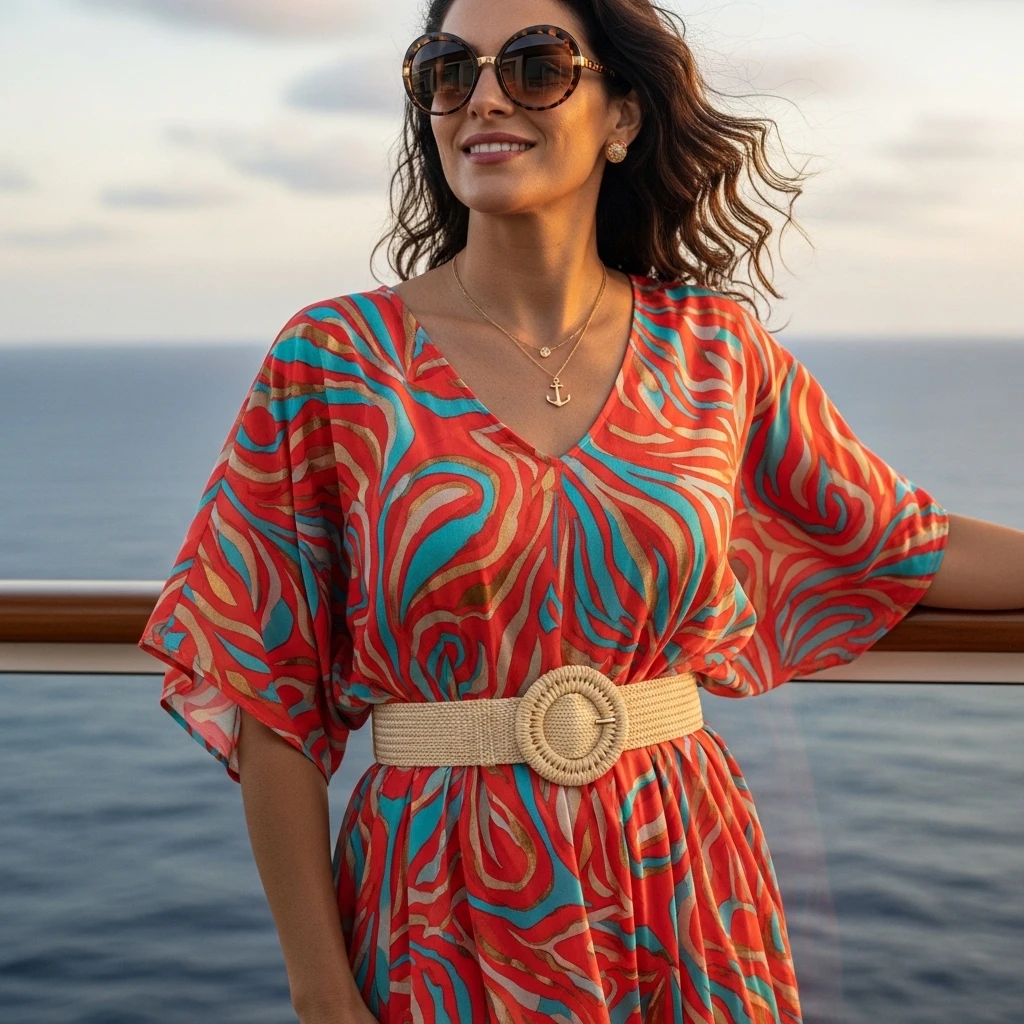 Lightweight Kaftan With Statement Belt