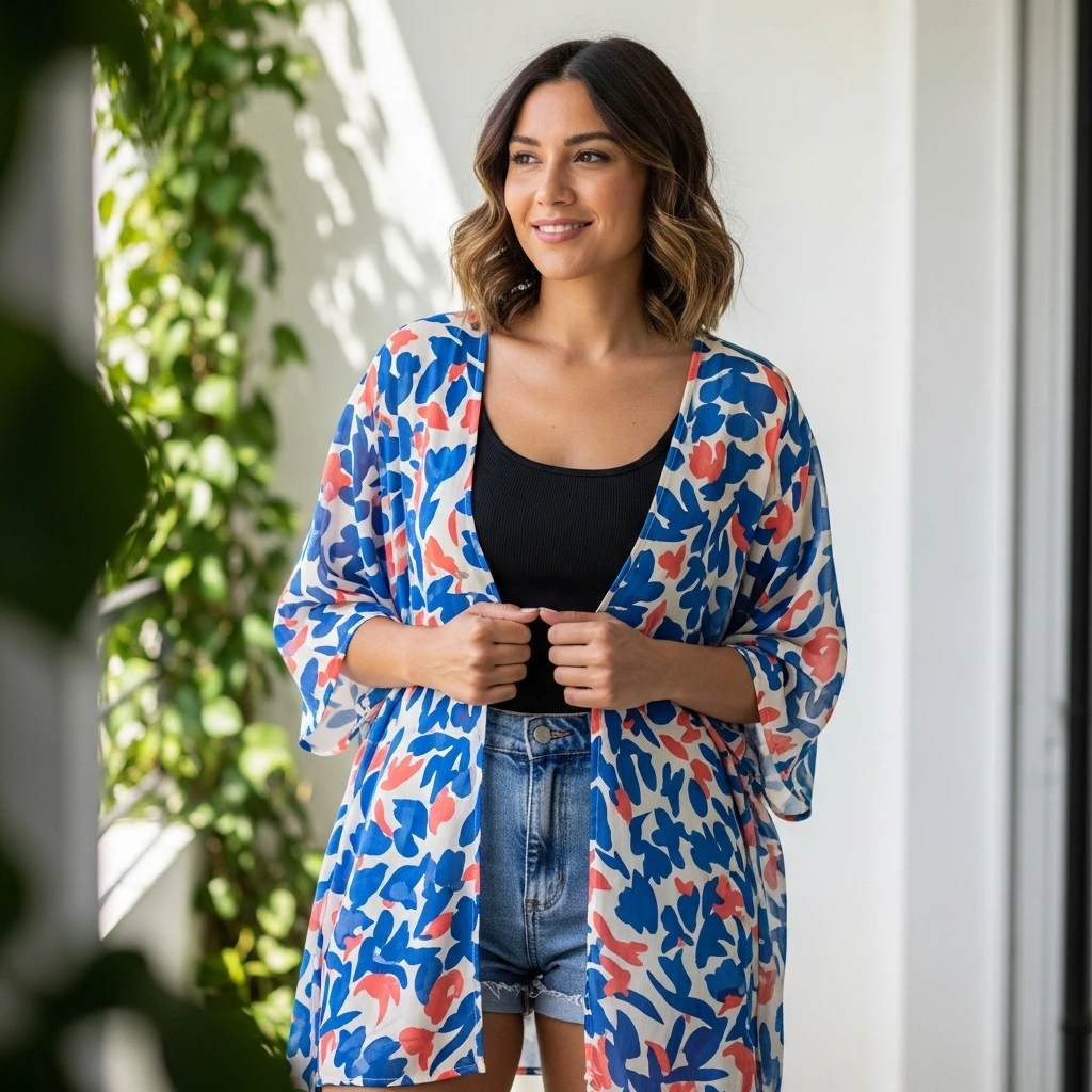 Lightweight Kimono With Tank And Shorts
