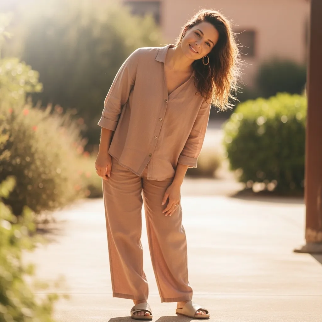 Lightweight Linen Co-Ord Set With Slides