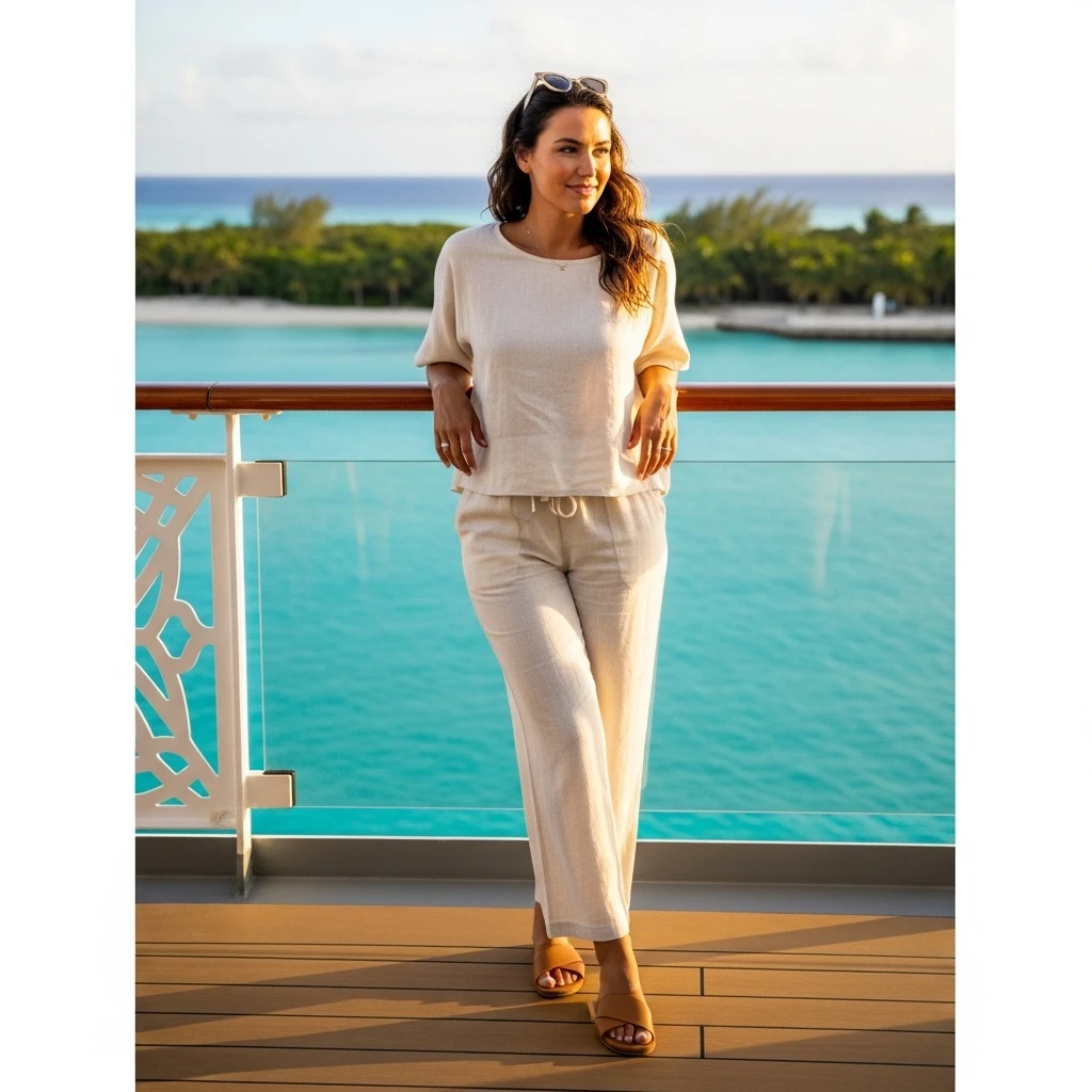 Linen Two-Piece Set With Flat Slides