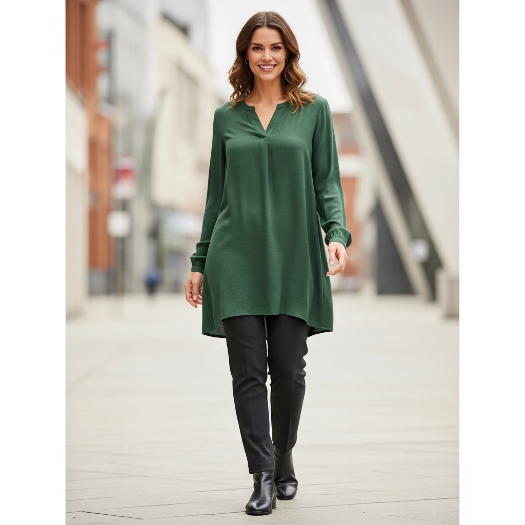 Long-Sleeve Tunic With Slim Trousers