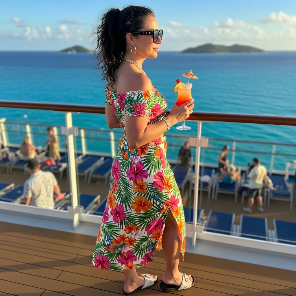 Matching Printed Skirt Set With Slides