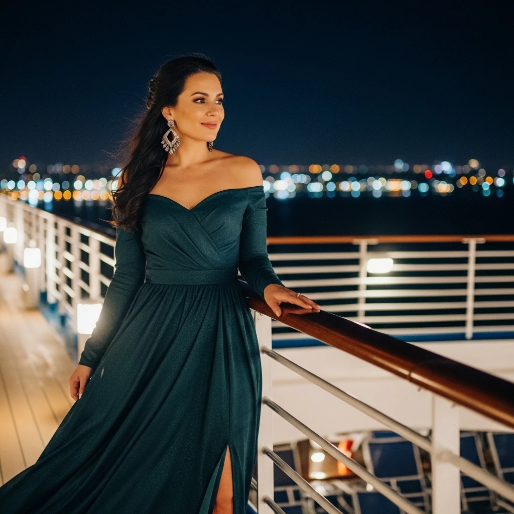 Off-Shoulder Maxi Dress With Statement Earrings