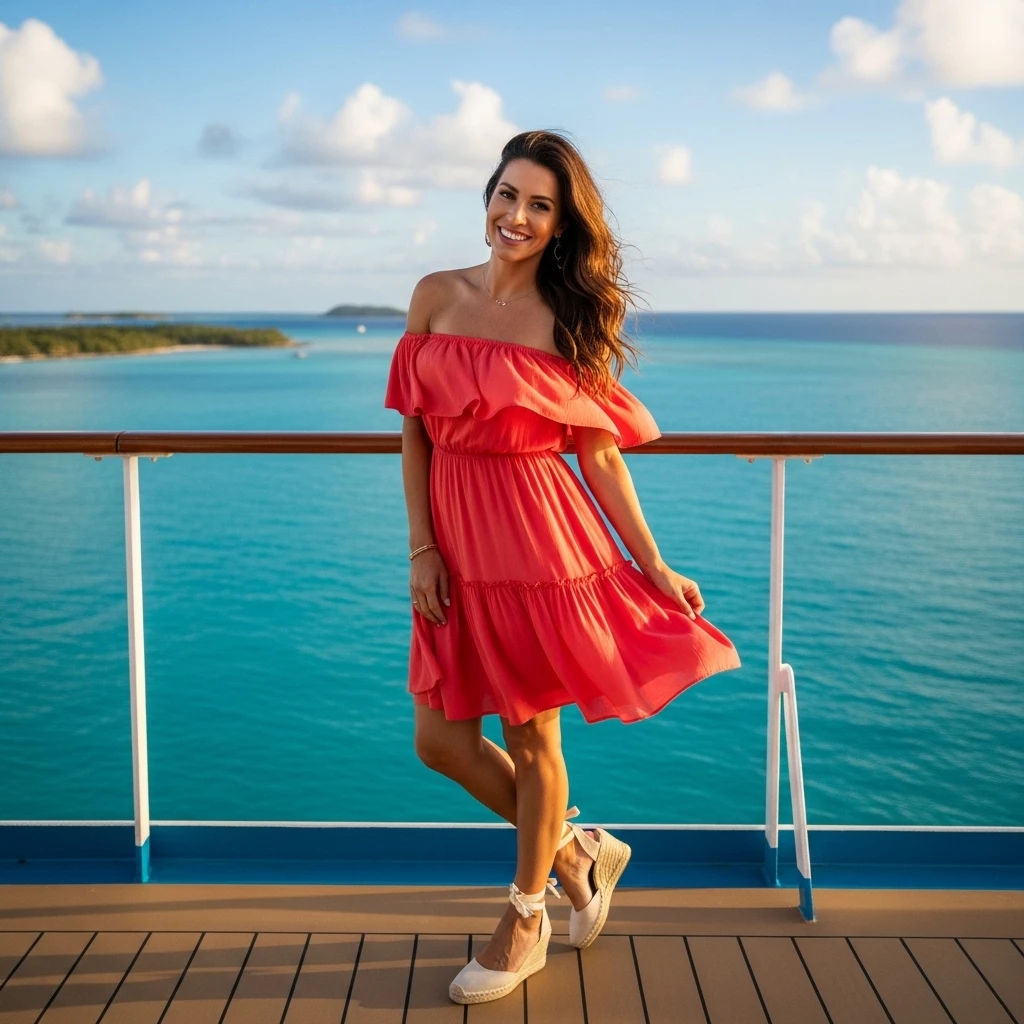 Off-Shoulder Ruffle Dress With Espadrilles