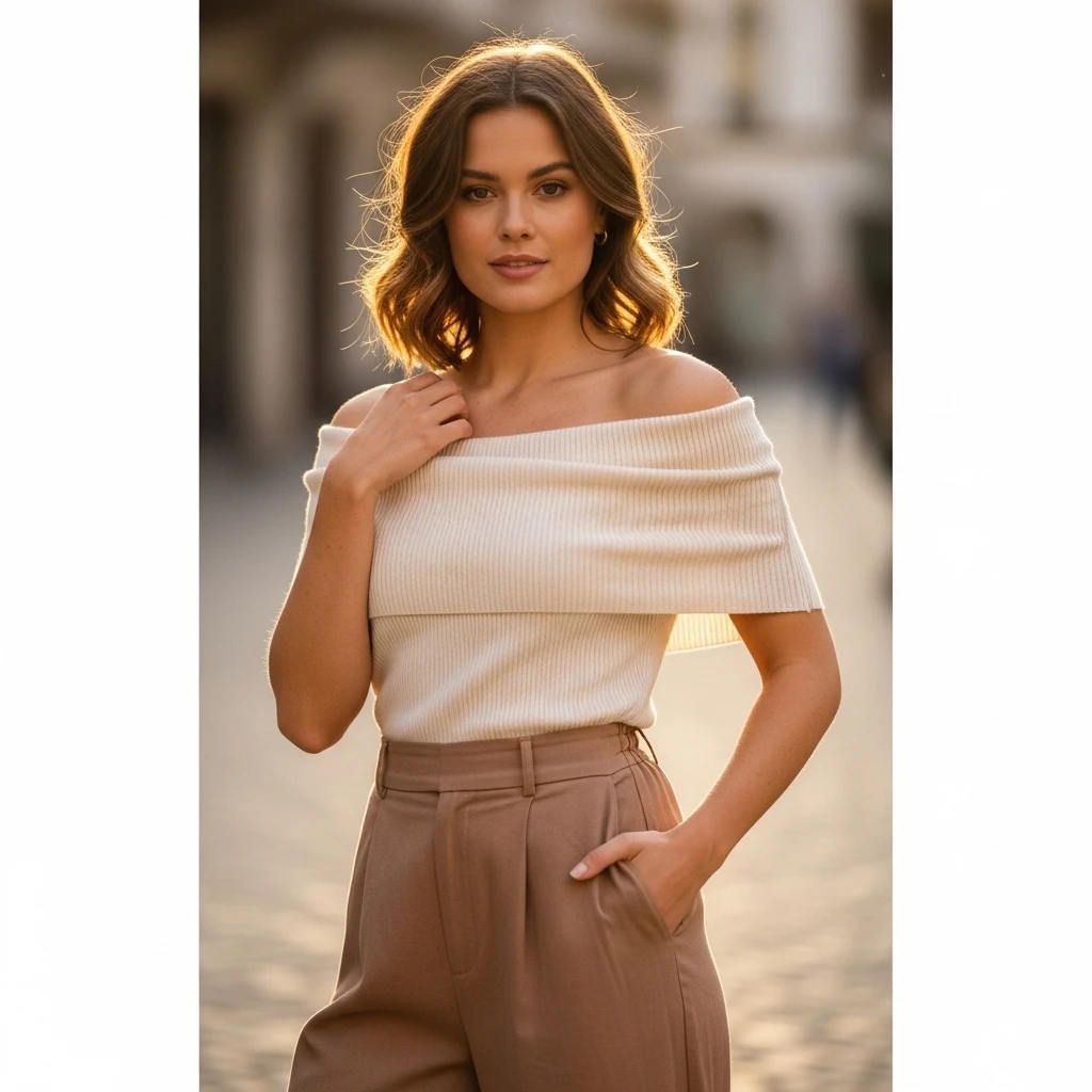 Off-Shoulder Top With Wide-Leg Pants