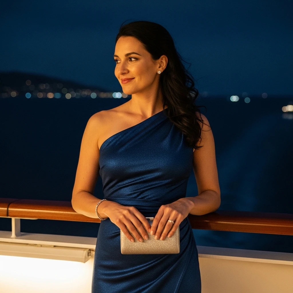 One-Shoulder Evening Dress With Clutch
