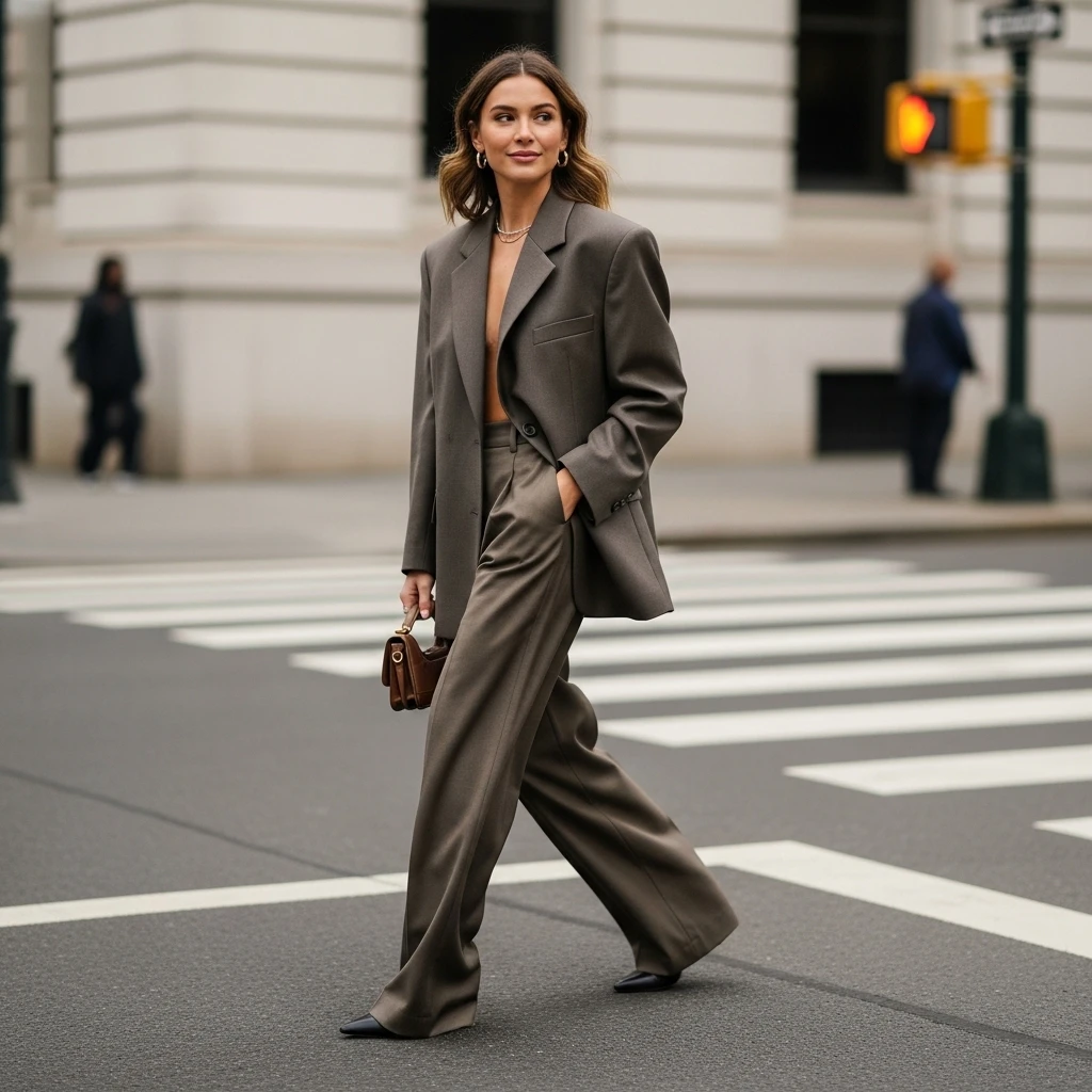 Oversized Blazer With Wide-Leg Trousers