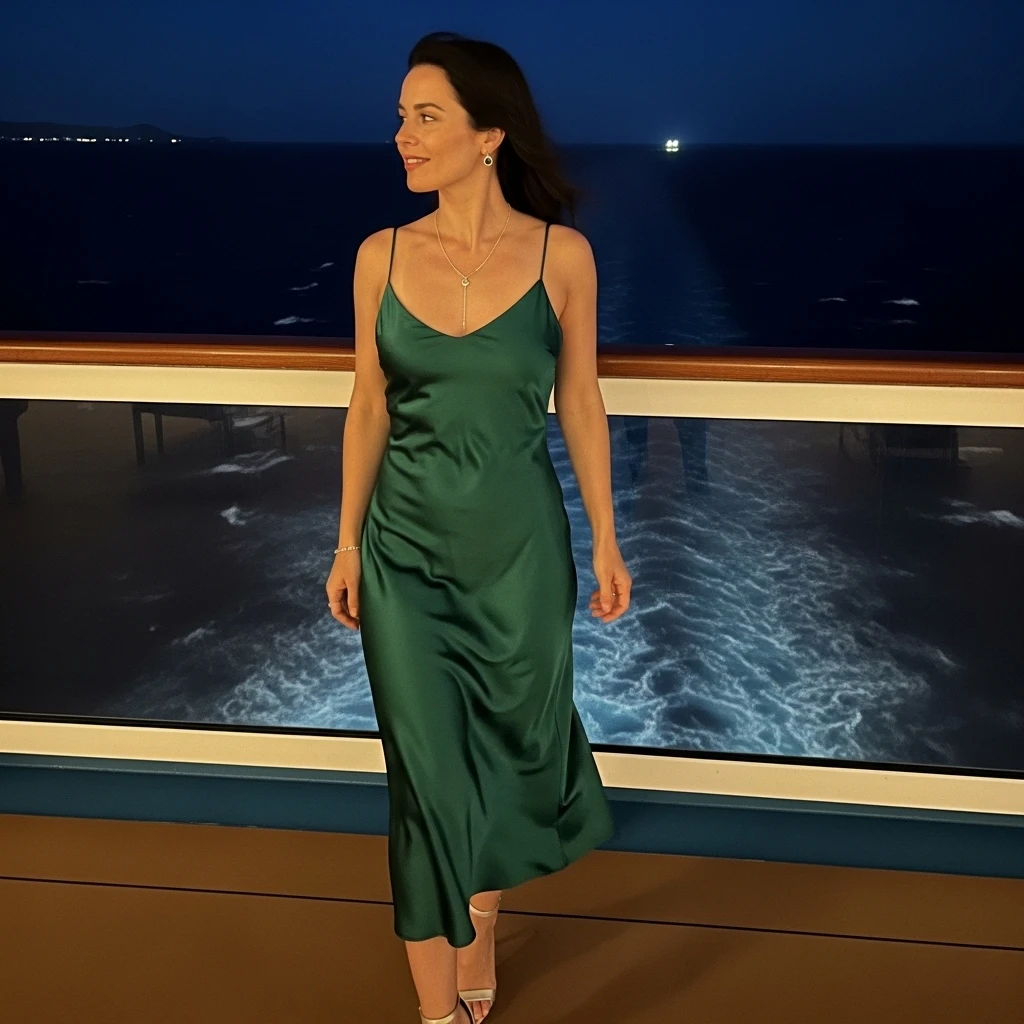 Satin Slip Dress With Minimal Jewelry