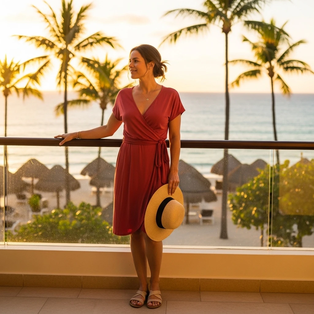 Soft Jersey Wrap Dress With Flats