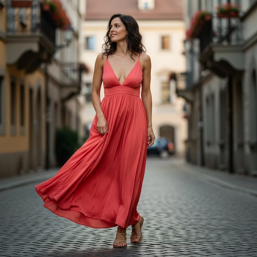 Strapless Maxi Dress With Gold Accessories