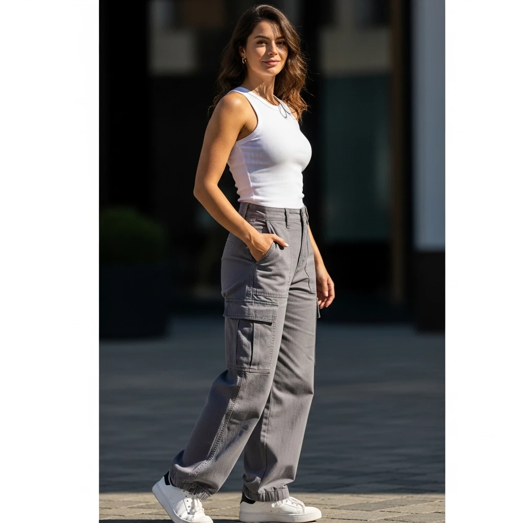 Tank Top With Cargo Pants And Sneakers
