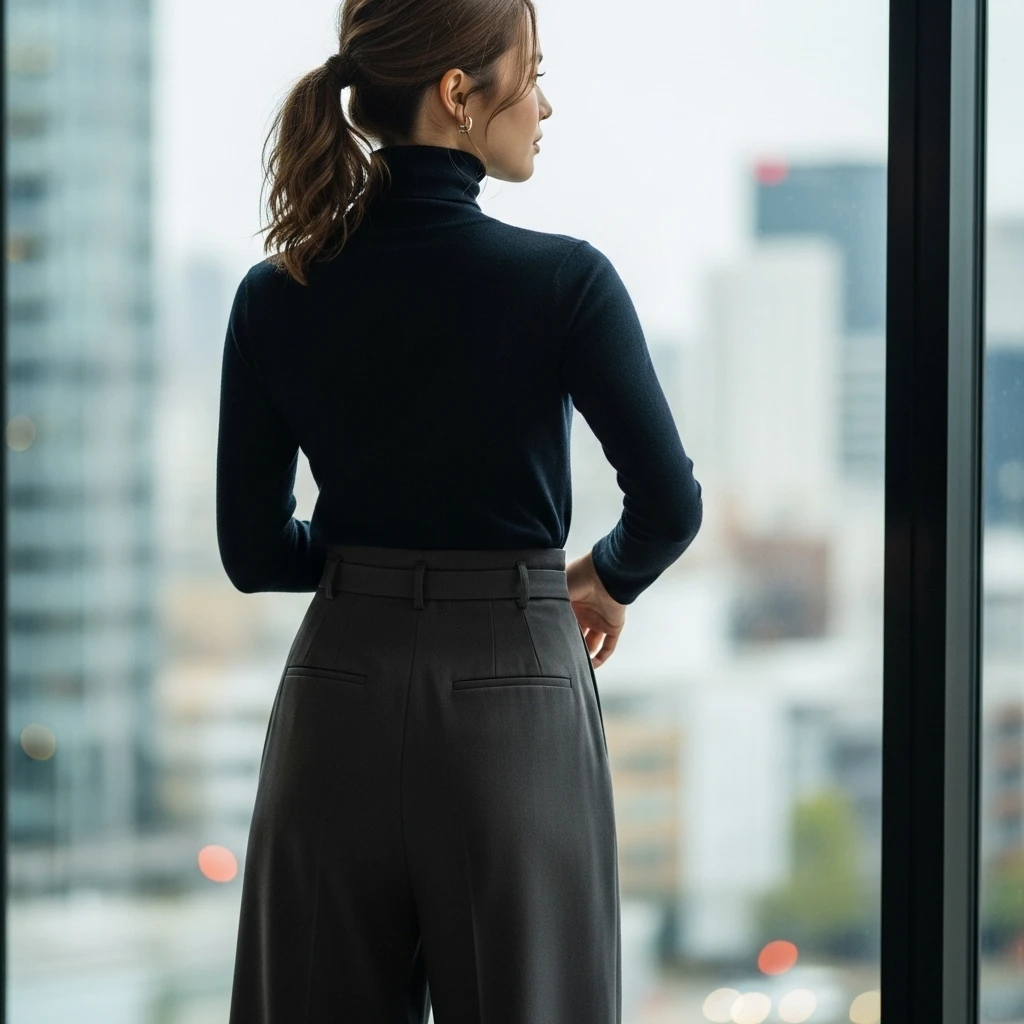 Turtleneck With Wide-Leg Trousers