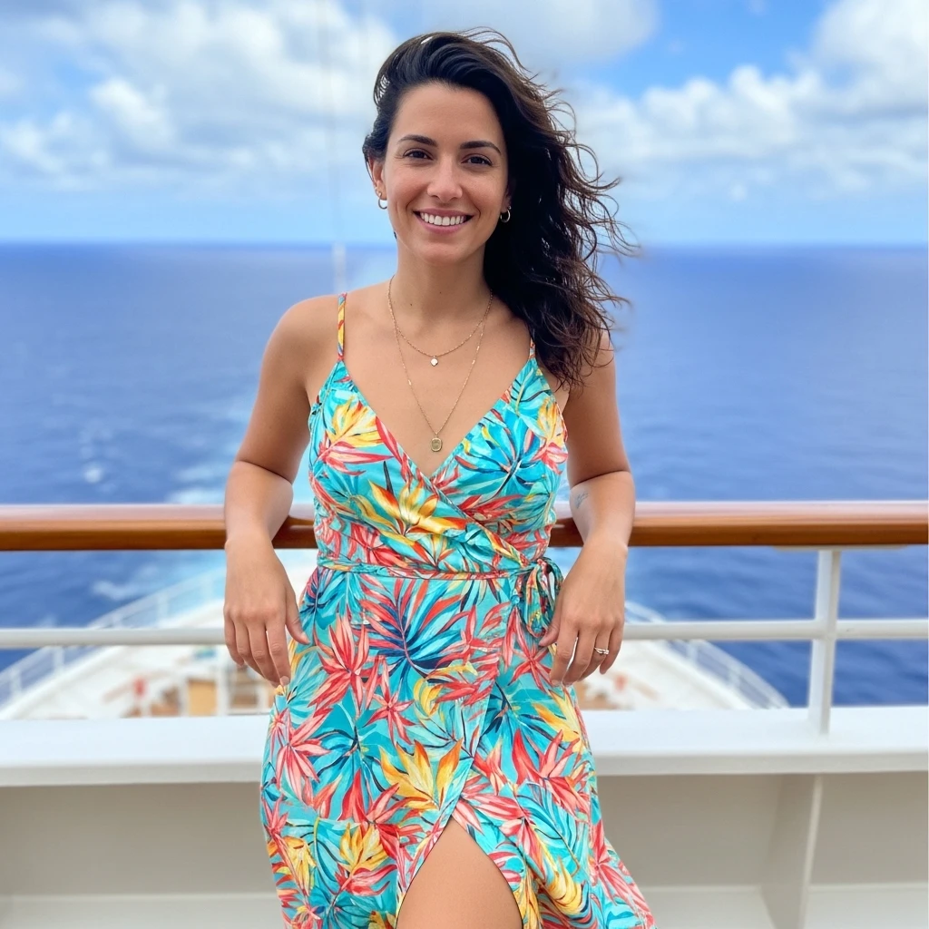 Wrap-Front Sundress With Minimal Jewelry