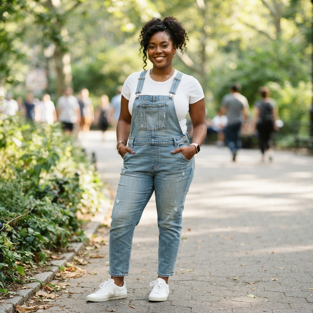 Basic Tee and High-Waisted Mom Jeans with Sneakers