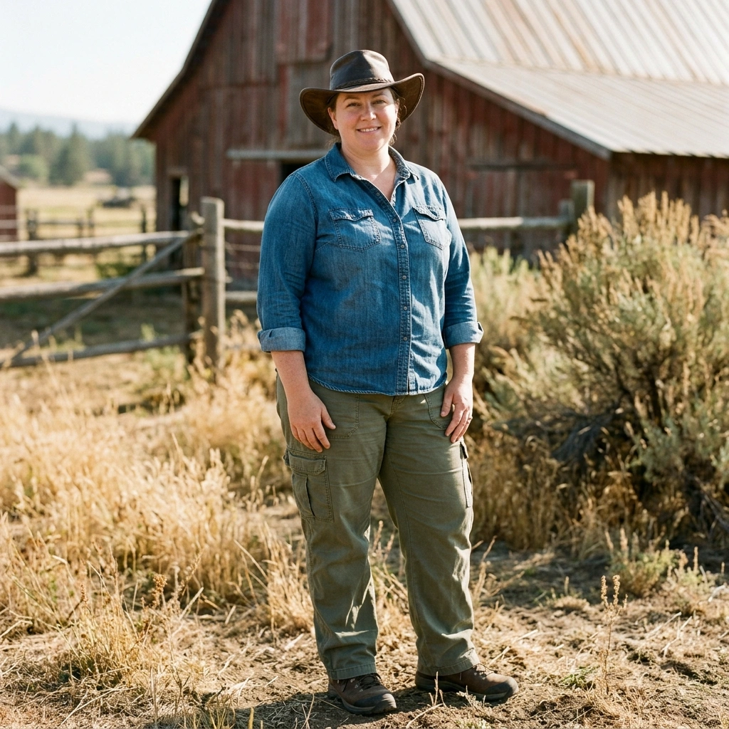 Cowboy Hat & Denim Shirt with Cargo Pants