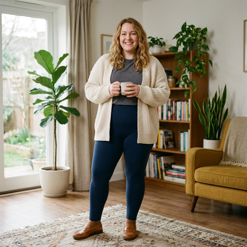 Cozy Cardigan & Leggings with Loafers
