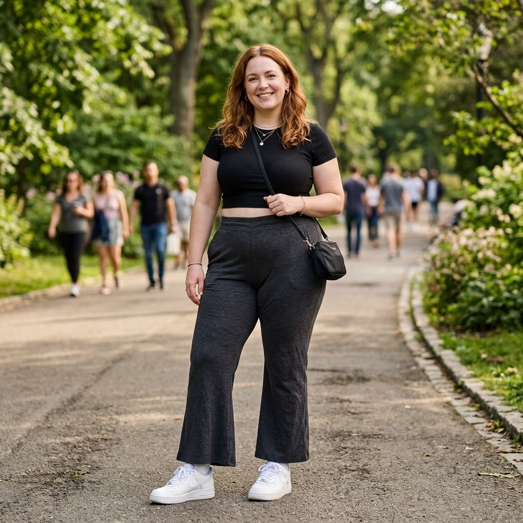 Crop Top & Flared Joggers with Sneakers