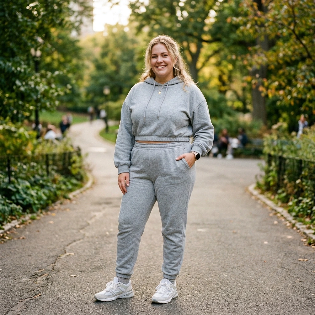 Cropped Hoodie & Joggers with Sneakers
