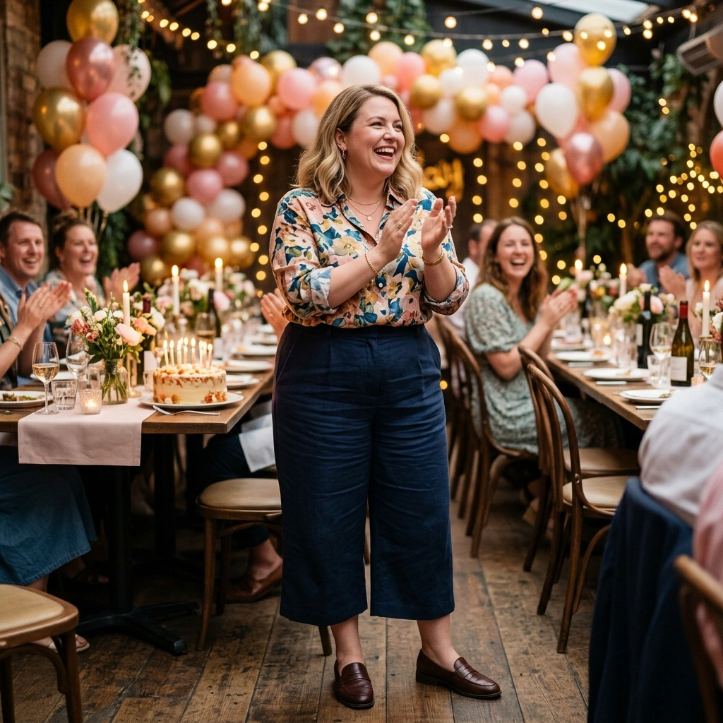 Culottes & Button Down Shirt with Loafers