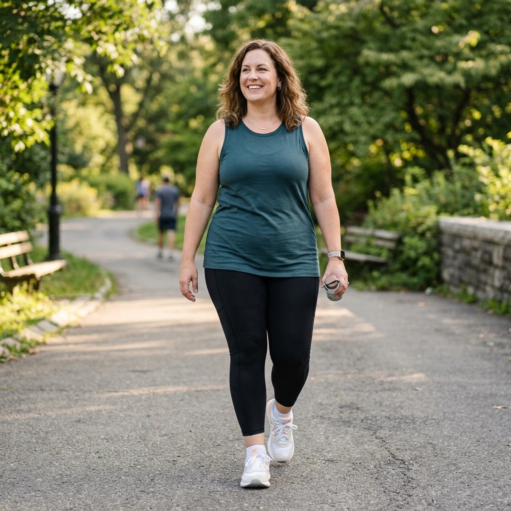 Longline Tank & Compression Leggings with Sneakers