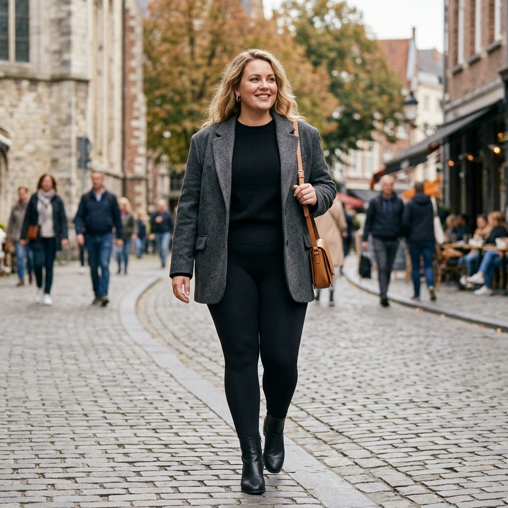 Oversized Blazer & Leggings with Ankle Boots