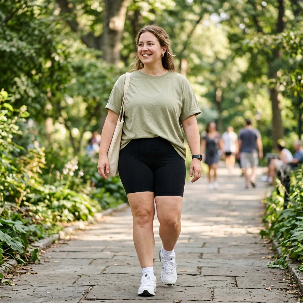 Oversized Shirt & Bike Shorts with Sneakers