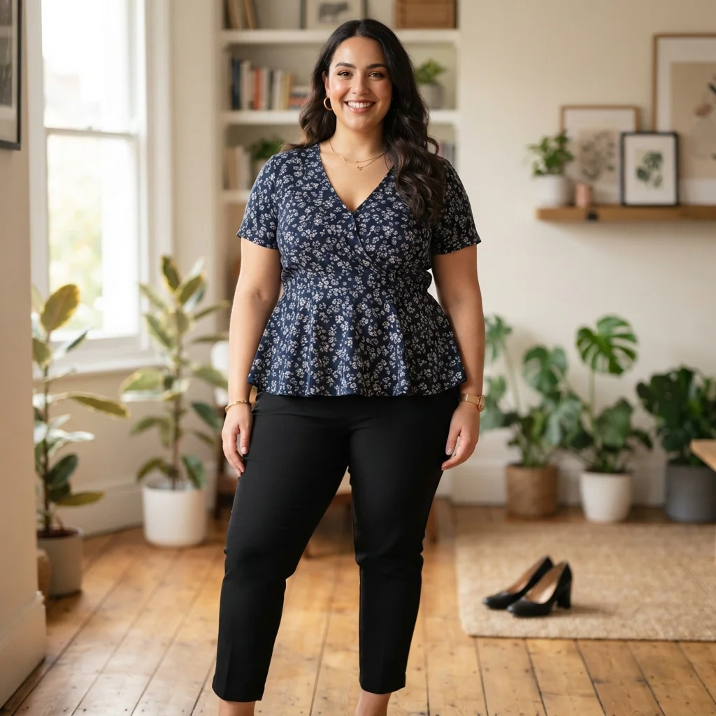 Peplum Top & Fitted Trousers with Heels