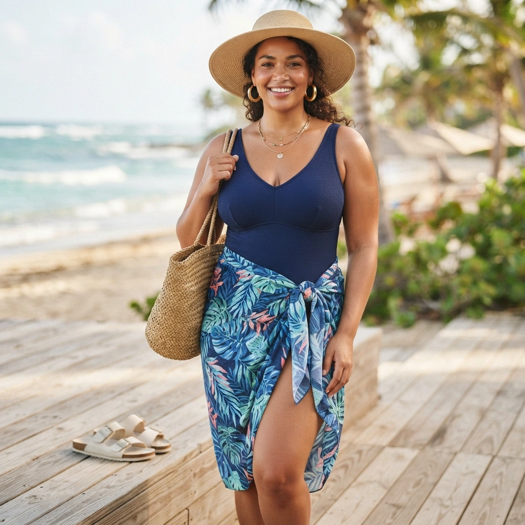 Swimsuit & Sarong with Slides