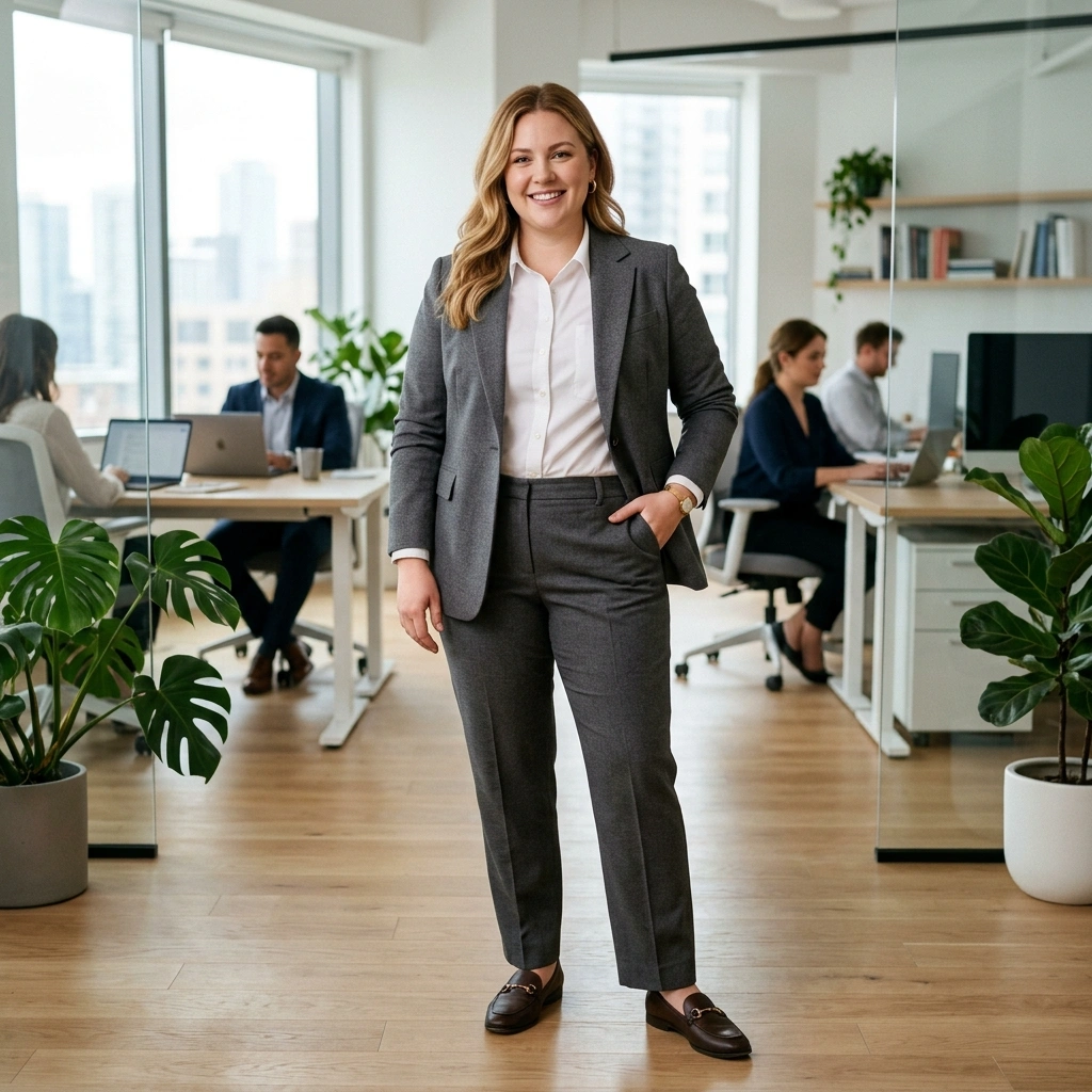 Tailored Blazer & Straight Leg Pants with Loafers
