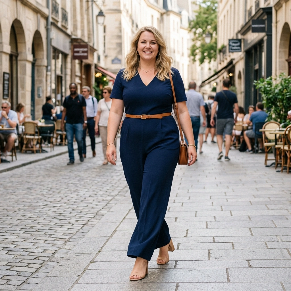 Tailored Jumpsuit & Slim Belt with Heels