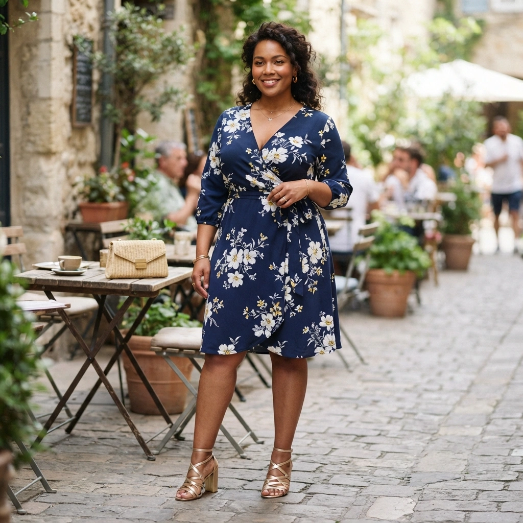 Wrap Dress & Strappy Heels with a Clutch