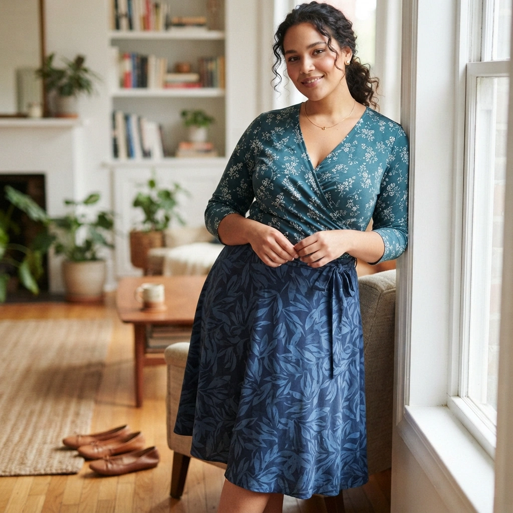 Wrap Top & Skirt with Flats