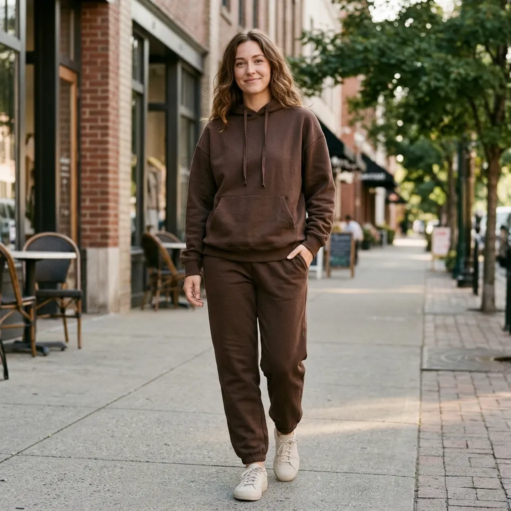 Brown Sweatpants with a Matching Brown Hoodie