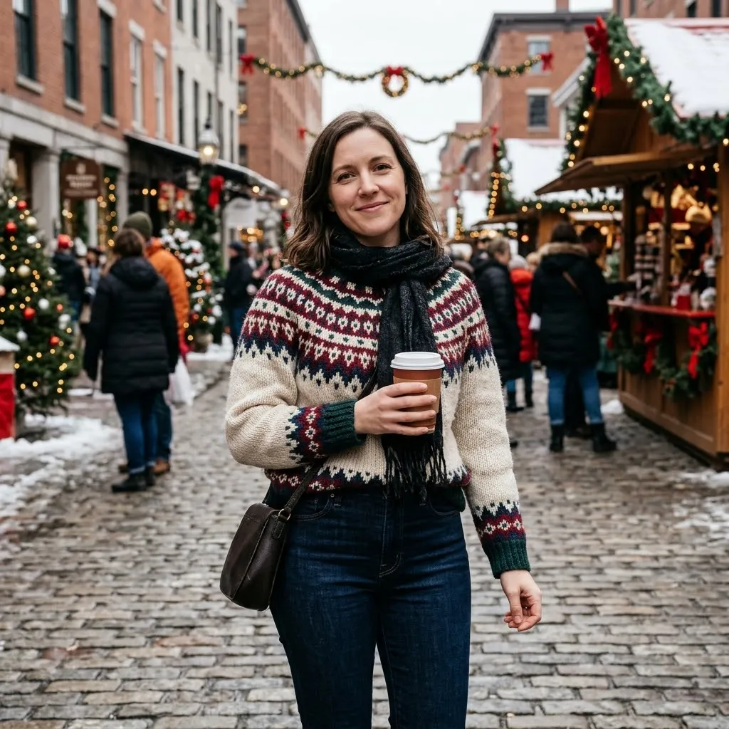 Fair Isle Sweater with Dark-Wash Jeans