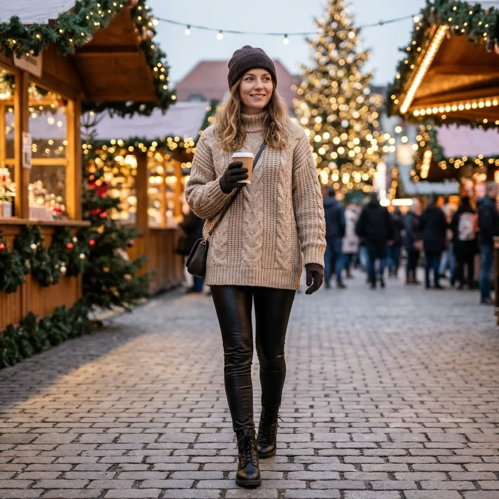 Oversized Sweater with Faux Leather Leggings