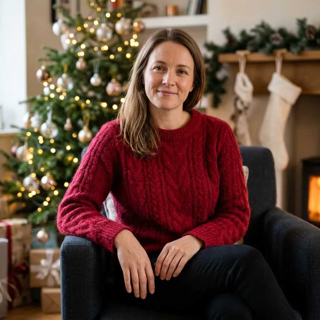 Red Sweaters with Black Pants for a Traditional Christmas Photo